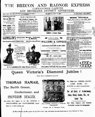 cover page of Brecon and Radnor Express and Carmarthen Gazette published on May 27, 1897