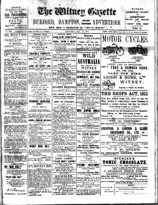 cover page of Witney Gazette and West Oxfordshire Advertiser published on May 18, 1912