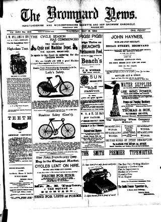 cover page of Bromyard News published on May 18, 1899