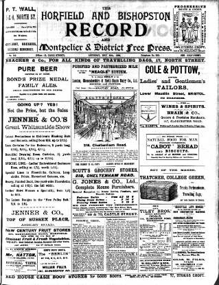 cover page of Horfield and Bishopston Record and Montepelier & District Free Press published on May 18, 1901