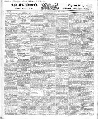 cover page of Saint James's Chronicle published on May 18, 1854
