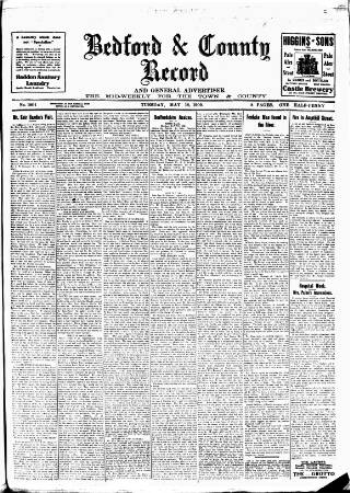 cover page of Bedford Record published on May 18, 1909