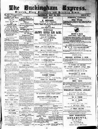 cover page of Buckingham Express published on May 18, 1878