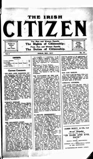 cover page of Irish Citizen published on May 5, 1917