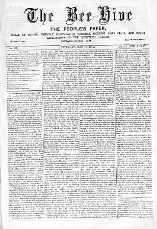 cover page of Bee-Hive published on May 18, 1872