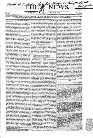 cover page of The News (London) published on May 18, 1823
