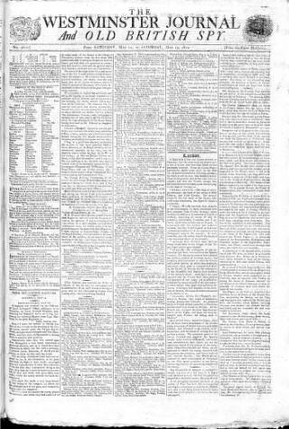 cover page of Westminster Journal and Old British Spy published on May 19, 1810