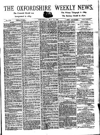 cover page of Oxfordshire Weekly News published on May 18, 1898