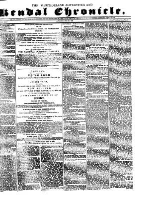 cover page of Westmorland Advertiser and Kendal Chronicle published on May 18, 1833