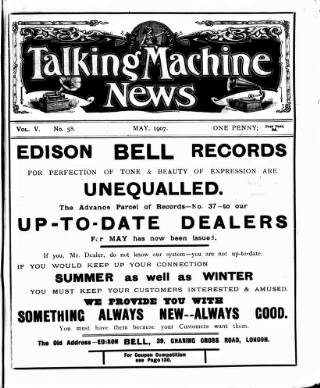 cover page of Talking Machine News published on May 1, 1907