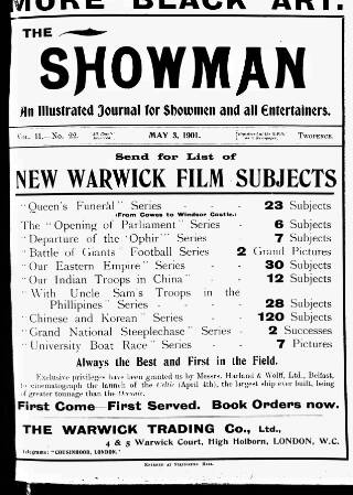 cover page of The Showman published on May 3, 1901