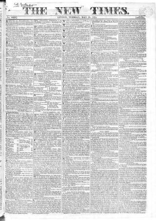 cover page of New Times (London) published on May 18, 1824