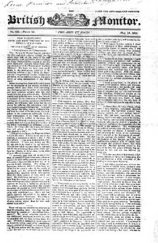 cover page of Anti-Gallican Monitor published on May 18, 1823