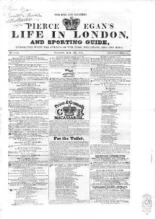 cover page of Pierce Egan's Life in London, and Sporting Guide published on May 13, 1827