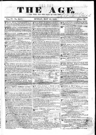 cover page of Age (London) published on May 18, 1828