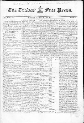 cover page of Trades' Free Press published on May 10, 1828