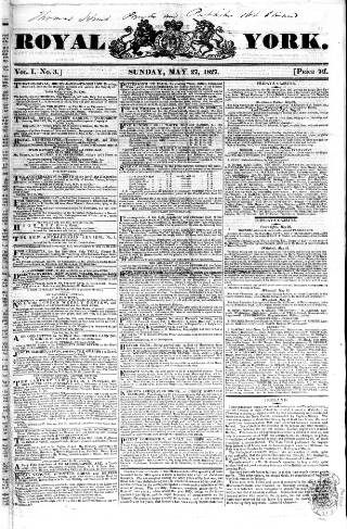 cover page of Royal York published on May 27, 1827