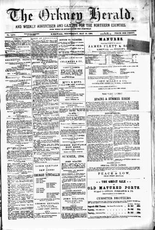 cover page of Orkney Herald, and Weekly Advertiser and Gazette for the Orkney & Zetland Islands published on May 18, 1904