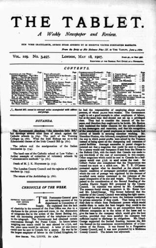 cover page of Tablet published on May 18, 1907