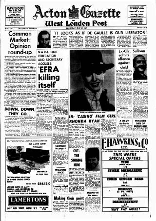 cover page of Acton Gazette published on May 18, 1967