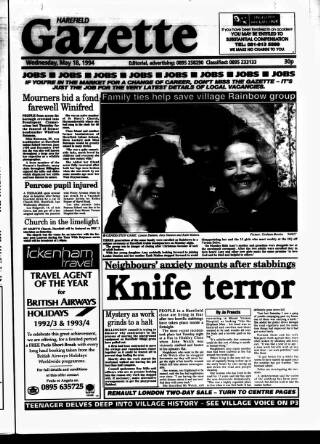cover page of Harefield Gazette published on May 18, 1994