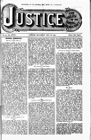 cover page of Justice published on May 18, 1901