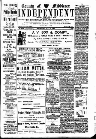 cover page of Middlesex Independent published on May 18, 1904