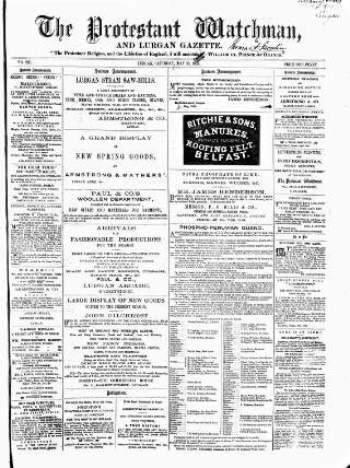cover page of Protestant Watchman and Lurgan Gazette published on May 18, 1861
