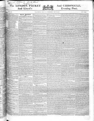 cover page of London Packet and New Lloyd's Evening Post published on May 18, 1836