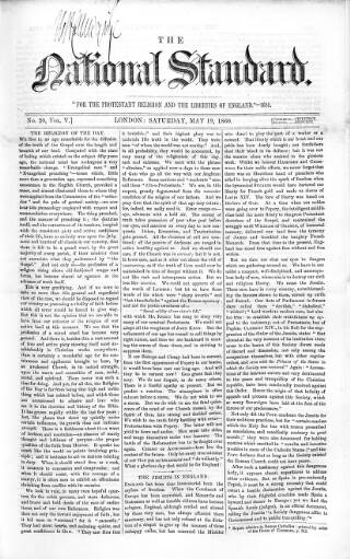 cover page of National Standard published on May 19, 1860