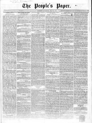 cover page of People's Paper published on May 15, 1858