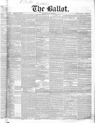cover page of Ballot published on May 29, 1831