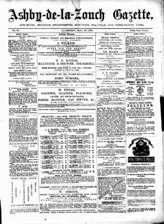 cover page of Ashby-de-la-Zouch Gazette published on May 18, 1878