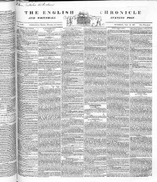 cover page of English Chronicle and Whitehall Evening Post published on May 18, 1837