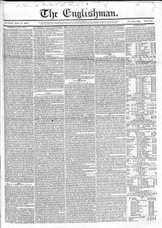 cover page of Englishman published on May 18, 1823