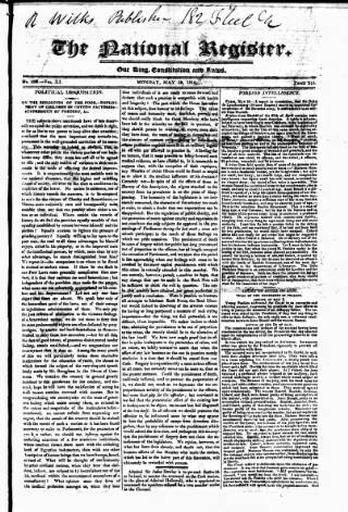 cover page of National Register (London) published on May 18, 1818