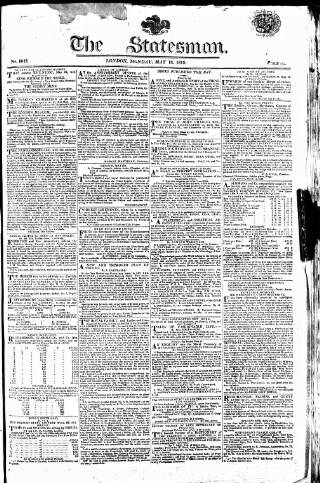 cover page of Statesman (London) published on May 18, 1812