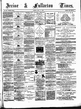 cover page of Irvine Times published on May 18, 1883