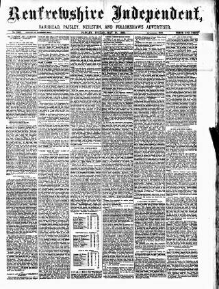 cover page of Renfrewshire Independent published on May 18, 1888
