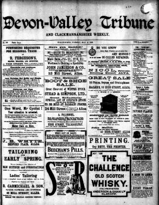 cover page of Devon Valley Tribune published on May 18, 1909