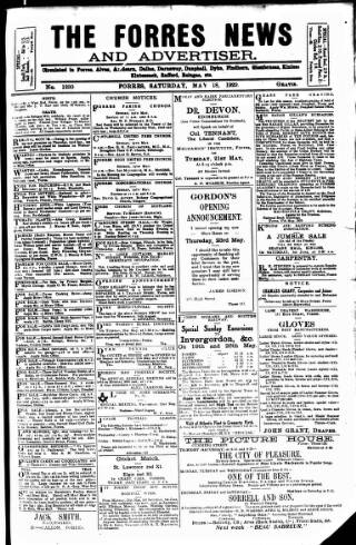 cover page of Forres News and Advertiser published on May 18, 1929