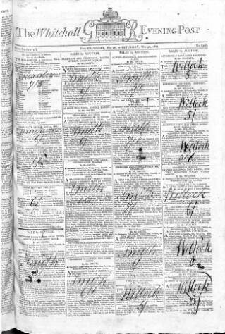 cover page of Whitehall Evening Post published on May 30, 1801