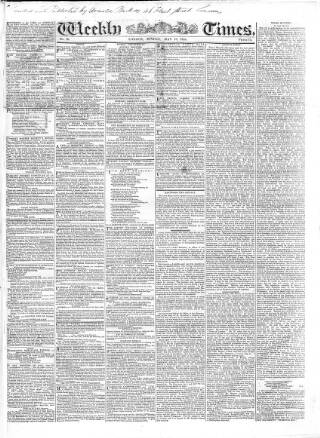 cover page of Weekly Times (London) published on May 18, 1828