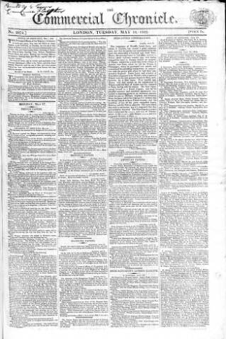 cover page of Commercial Chronicle (London) published on May 18, 1819