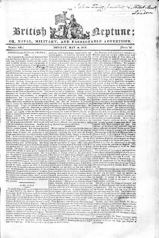 cover page of British Neptune published on May 18, 1818