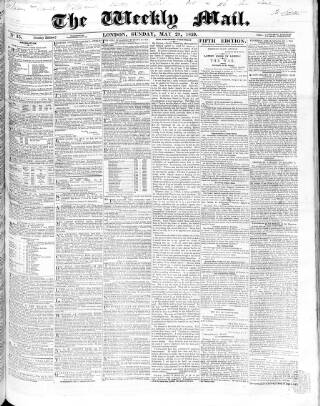 cover page of Weekly Mail (London) published on May 29, 1859