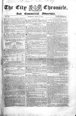 cover page of City Chronicle published on May 18, 1841