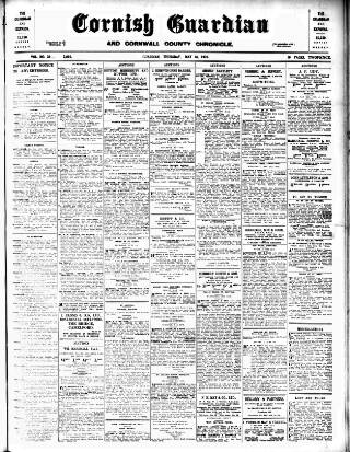 cover page of Cornish Guardian published on May 18, 1939