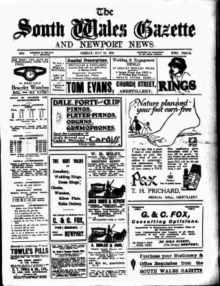 cover page of South Wales Gazette published on May 18, 1923