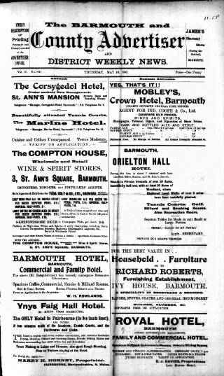 cover page of Barmouth & County Advertiser published on May 18, 1905